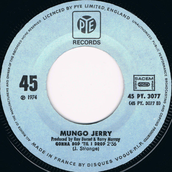 Mungo Jerry : Long Legged Woman Dressed In Black / Gonna Bop 'Til I Drop (7", Single)