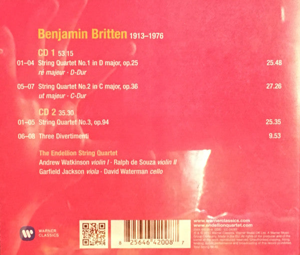 Endellion String Quartet : Britten String Quartest 1-3 - 3 Divertimenti (2xCD, Album)