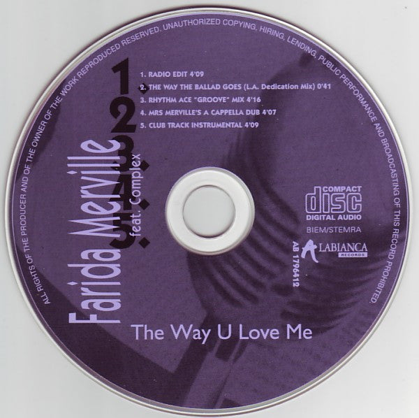 Farida Merville feat. MC Complex : The Way U Love Me (CD, Maxi)
