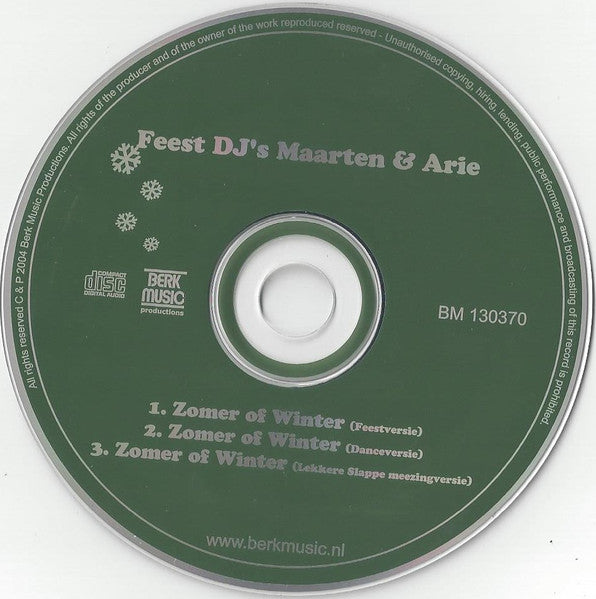 FeestDJ Maarten & Feest dj arie : Zomer Of Winter (CD, Single)