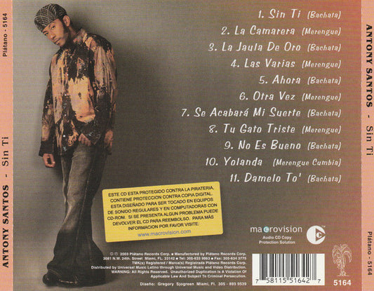 Antony Santos : Sin Ti (CD, Album)
