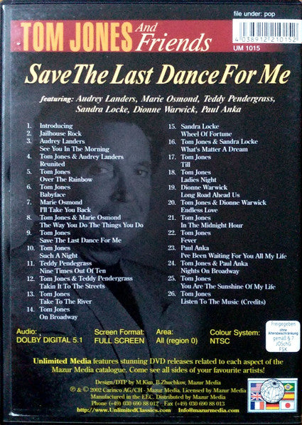 Tom Jones : Tom Jones And Friends. Save The Last Dance For Me (CD, Comp + DVD-V, Comp, NTSC)