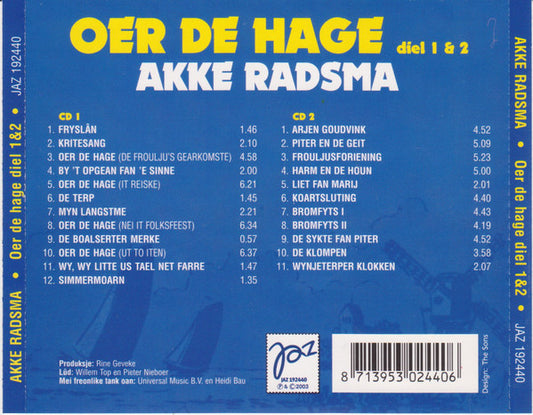 Akke Radsma : Oer De Hage Diel 1 & 2 (2xCD)