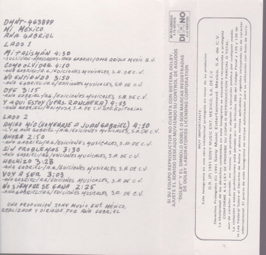 Ana Gabriel : Mi Mexico (Cass, Album, Dol)