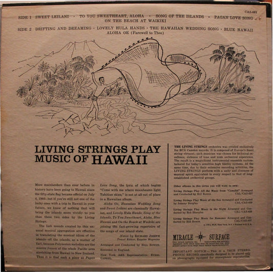 Living Strings : Play Music Of Hawaii (LP, Album, Rei)
