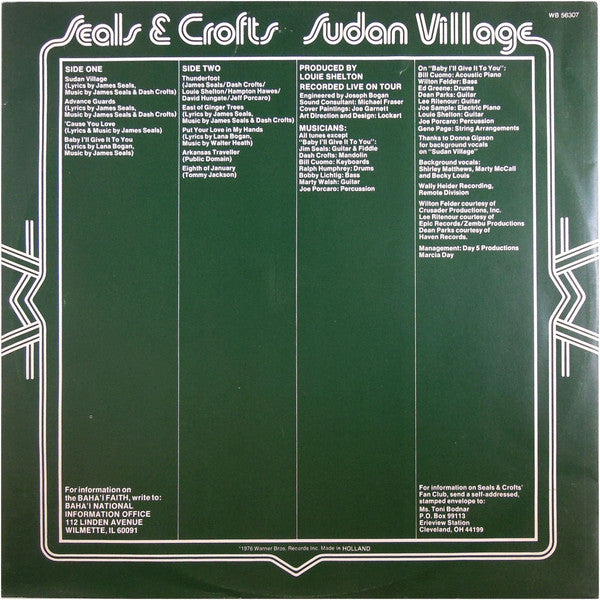 Seals & Crofts : Sudan Village (LP, Album)
