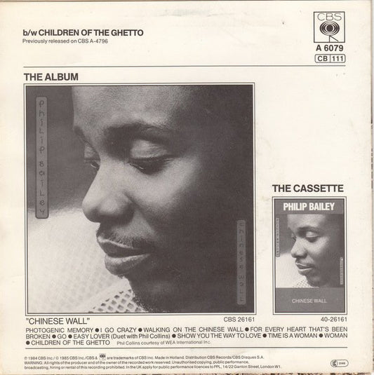 Philip Bailey : Walking On The Chinese Wall (7", Single)