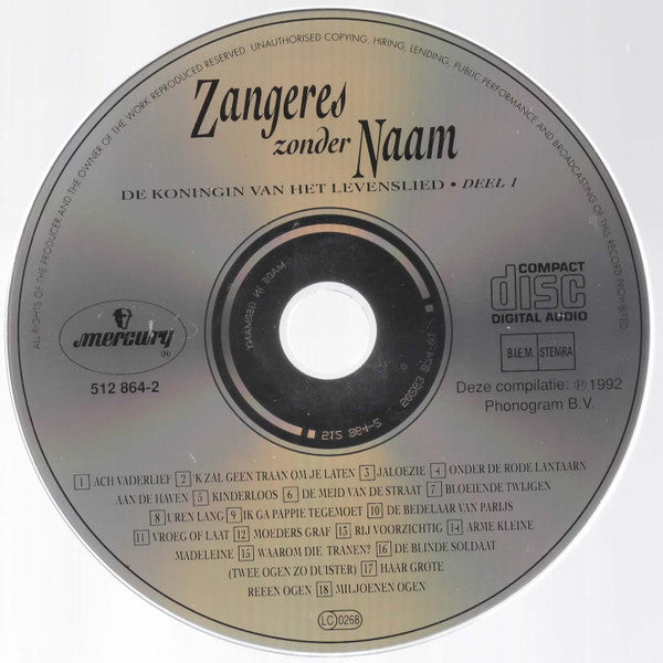 Zangeres Zonder Naam : De Koningin Van Het Levenslied Deel 1 (CD, Comp)