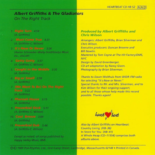 Albert Griffiths & The Gladiators : On The Right Track (CD, Album)