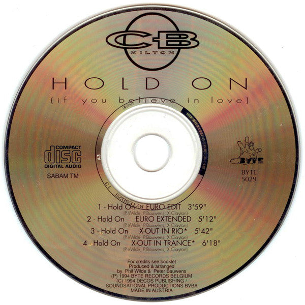 CB Milton : Hold On (If You Believe In Love) (CD, Maxi)