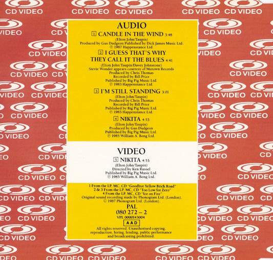 Elton John : Nikita (CDV, 5", Single, PAL)