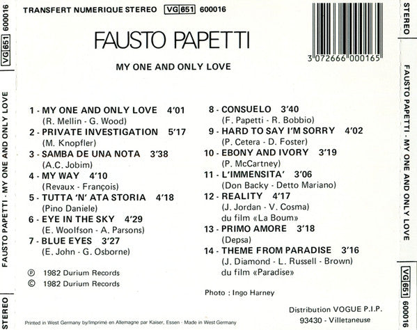Fausto Papetti : My One And Only Love (CD, Album)