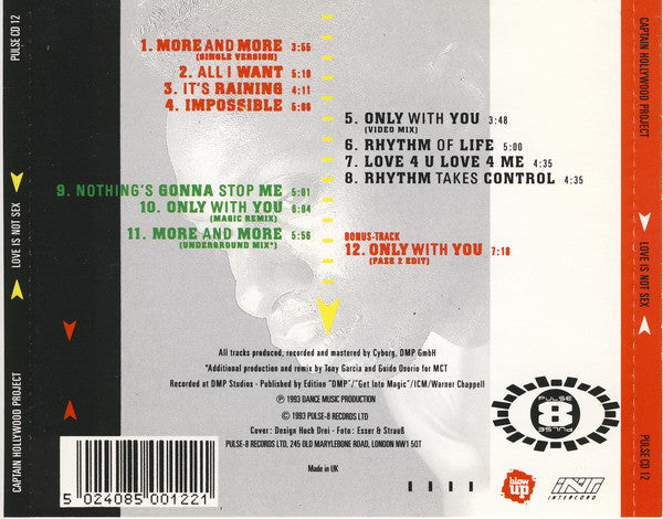 Captain Hollywood Project : Love Is Not Sex (CD, Album)