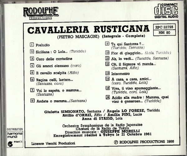 Various : Cavalleria Rusticana (CD)