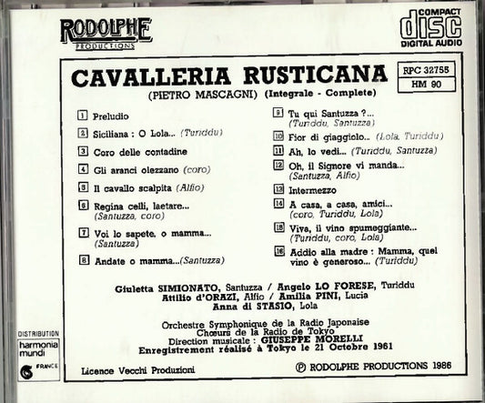 Various : Cavalleria Rusticana (CD)
