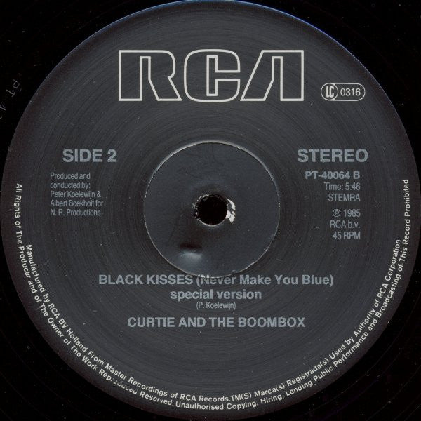 Curtie And The Boombox : Black Kisses (Never Make You Blue) (Extended Version) (12")