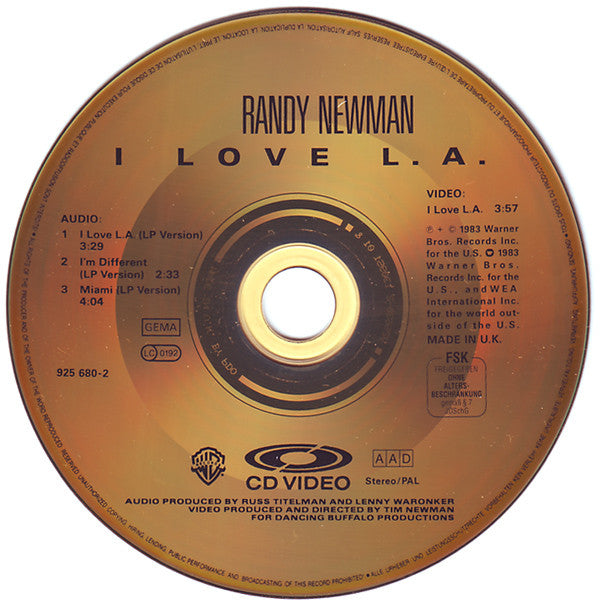 Randy Newman : I Love L.A. (CDV, 5", Single, PAL)