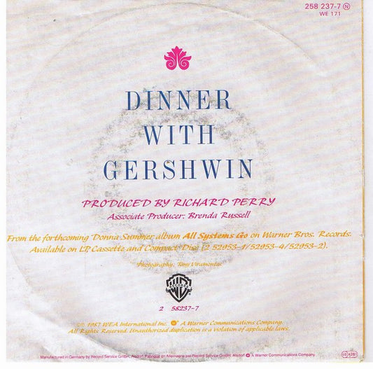 Donna Summer : Dinner With Gershwin (7", Single)