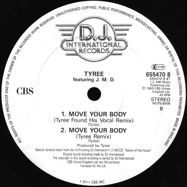 Tyree Cooper Featuring J.M.D. : Move Your Body (U.K. Only Mixes) (12")