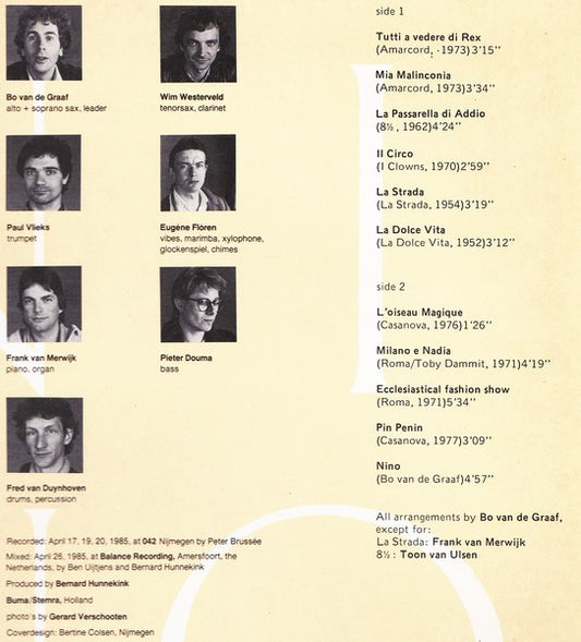 Nino Rota - I Compani : Music To The Films Of Federico Fellini Composed By Nino Rota Played By I Compani (LP, Album)