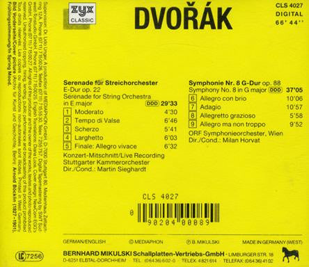 Antonín Dvořák : Streicher-Serenade, Symphonie Nr.8 G-Dur (Op. 88) (CD)