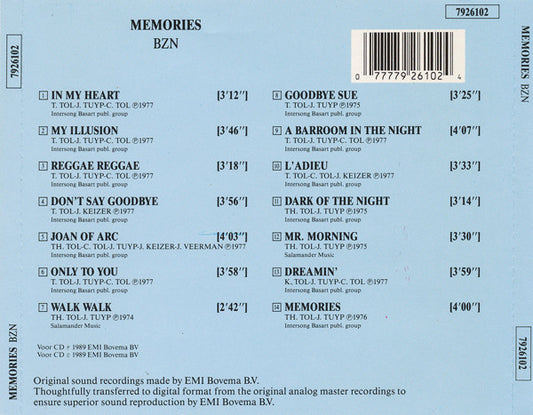 BZN : Memories (CD, Comp, RE)
