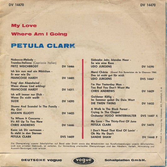 Petula Clark : My Love (7", Single, Mono)