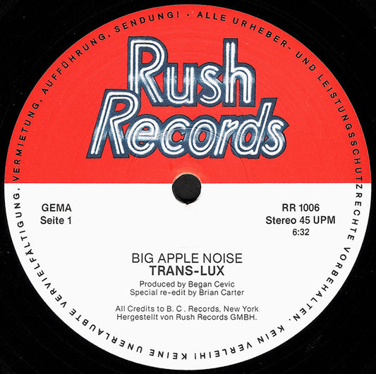 Trans-Lux : Big Apple Noise (Special-Re-Edit) (12", Single)