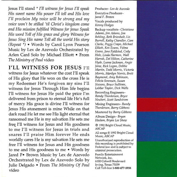 Lex De Azevedo : Songs From All The New Testament Videos (CD, Album)