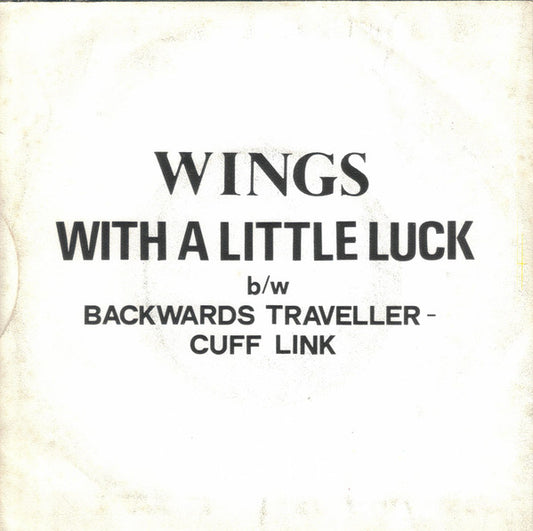 Wings (2) : With A Little Luck (7", Single)