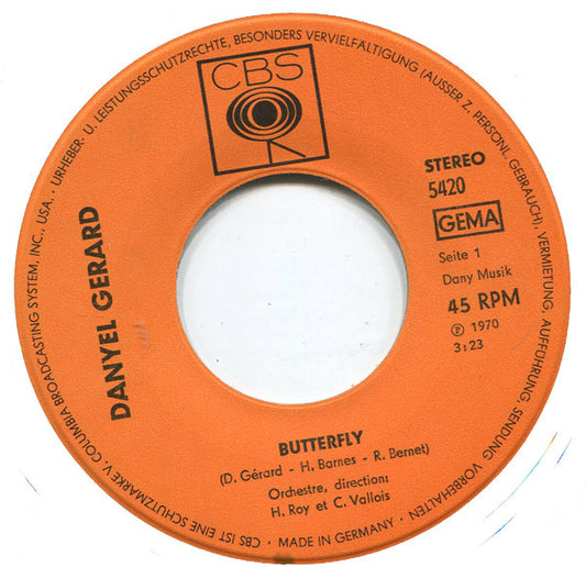Danyel Gérard : Butterfly (7", Single)