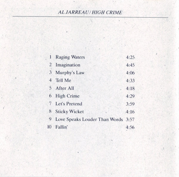 Al Jarreau : High Crime (CD, Album, Tar)