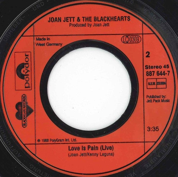 Joan Jett & The Blackhearts : I Hate Myself For Loving You (7", Single)