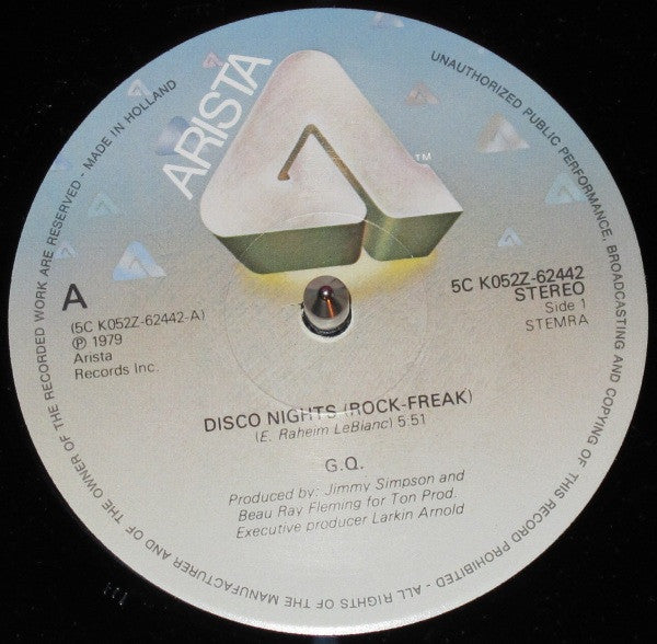 GQ : Disco Nights (Rock-Freak) / Boogie Oogie Oogie (12", Single)