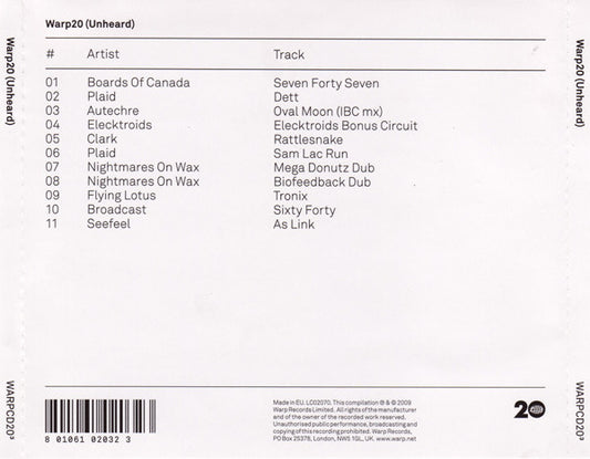 Various : Warp20 (Unheard) (CD)