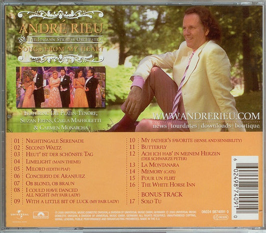 André Rieu And Johann Strauß Orchestra : Songs From My Heart (CD, Album)