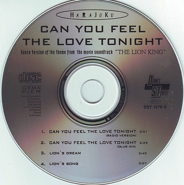 Harajuku : Can You Feel The Love Tonight (CD, Maxi)