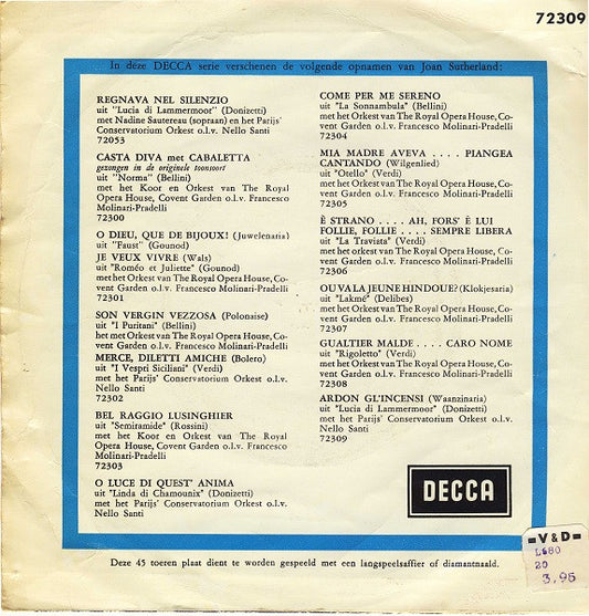 Joan Sutherland : Ardon Gli'Incensi (7", Single)