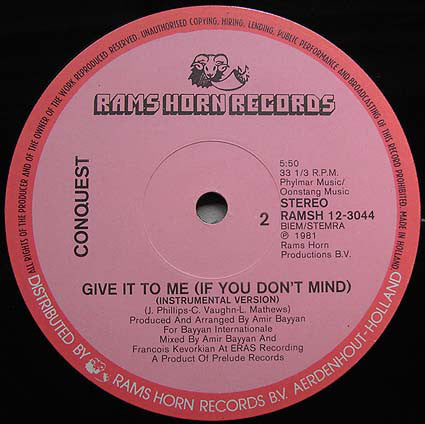 Conquest : Give It To Me (If You Don't Mind) (12")