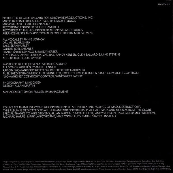 Annie Lennox : Songs Of Mass Destruction (CD, Album)