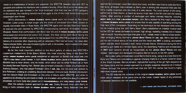 John Barry : From Russia With Love (Original Motion Picture Soundtrack) (CD, Album, RE, RM)