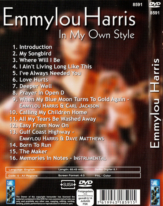 Emmylou Harris : In My Own Style (DVD, PAL)