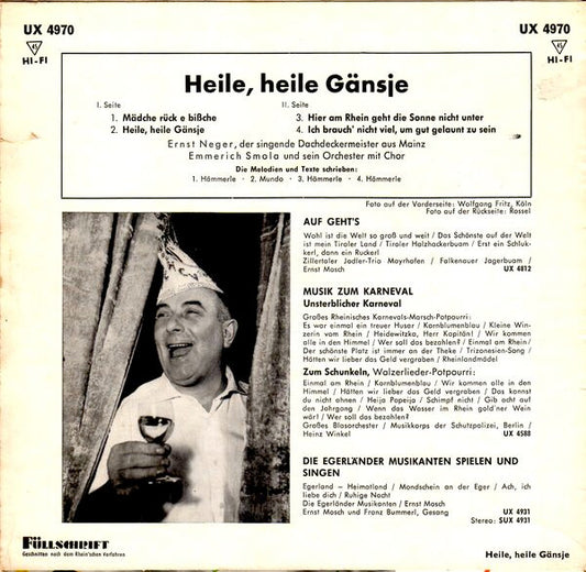 Ernst Neger : Heile, Heile Gänsje (7", EP, Mono)