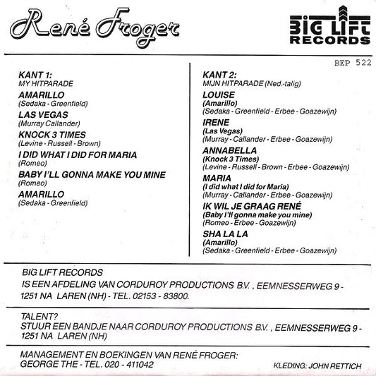 René Froger : My Hitparade (7", Single)