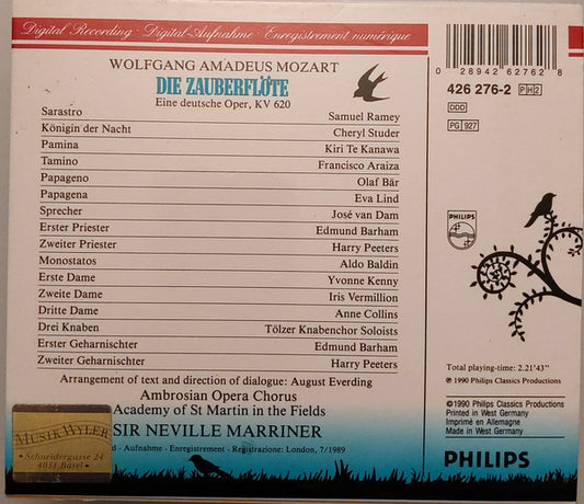 Wolfgang Amadeus Mozart - Kiri Te Kanawa · Cheryl Studer · Francisco Araiza · Samuel Ramey · Olaf Bär · Eva Lind · José van Dam · The Ambrosian Opera Chorus · The Academy Of St. Martin-in-the-Fields · Sir Neville Marriner : Die Zauberflöte (2xCD, Album, RE + Box, Sli)