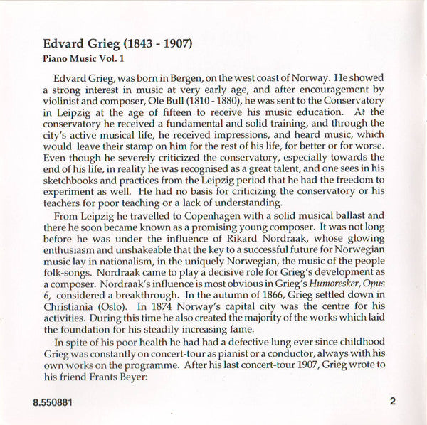 Edvard Grieg - Einar Steen-Nøkleberg : Piano Music Vol. 1 (CD, Album)