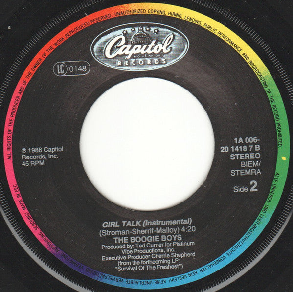 Boogie Boys : Girl Talk (7", Single)