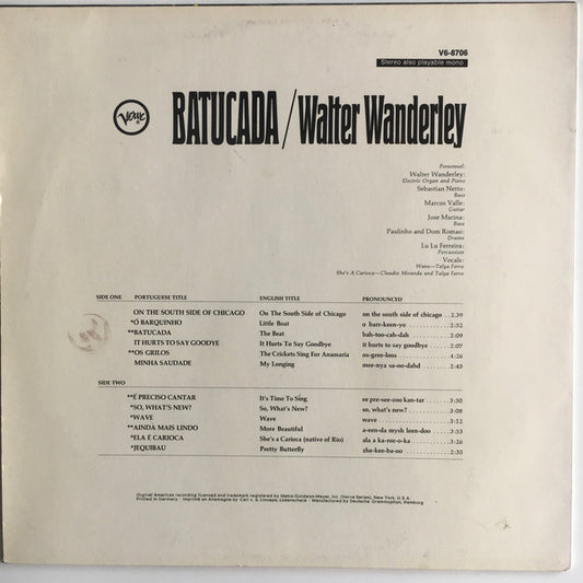 Walter Wanderley : Batucada (LP, Album)