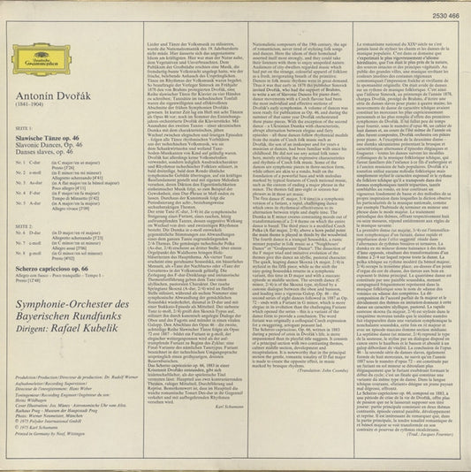 Antonín Dvořák - Symphonie-Orchester Des Bayerischen Rundfunks = Bavarian Radio Symphony Orchestra, Rafael Kubelik : Slawische Tänze = Slavonic Dances, Op. 46 • Scherzo Capriccioso (LP)