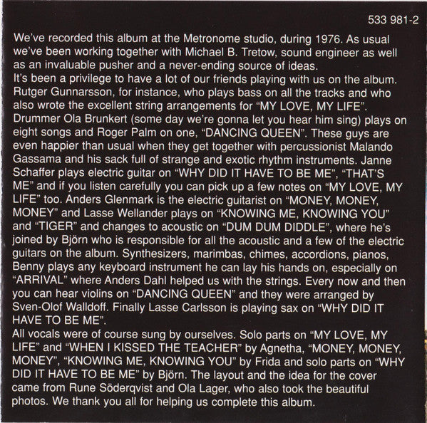 ABBA : Arrival (CD, Album, RE, RM, RP, Uni)